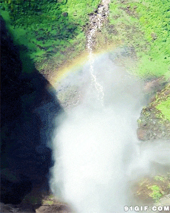 悬崖流水瀑布gif图片:瀑布