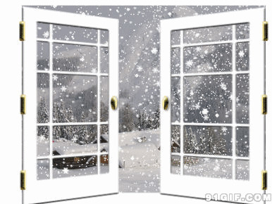 窗外的鹅毛大雪闪图:下雪