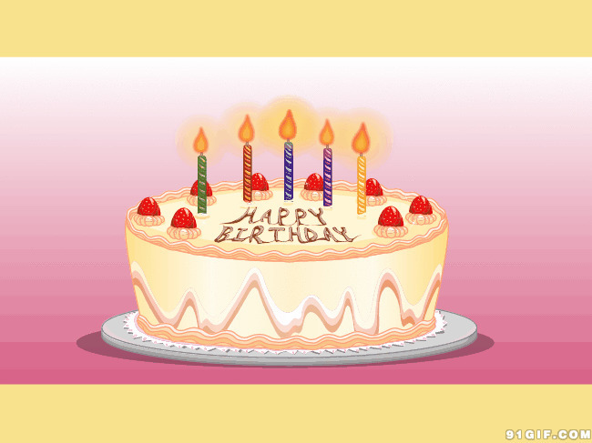 生日快乐蛋糕gif图:生日快乐