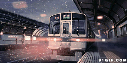 车站迎飘雪唯美图片:飘雪