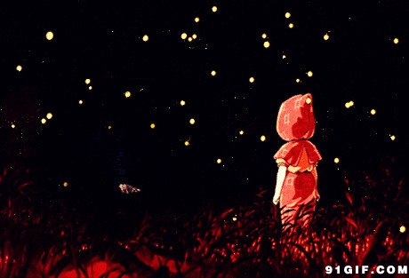 夜晚的萤火虫动漫图片:萤火虫