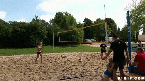 女子沙滩排球gif图:排球