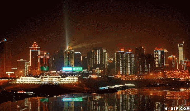 海滨城市夜景动态图