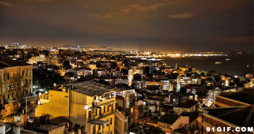 繁忙的城市夜景gif图:夜景