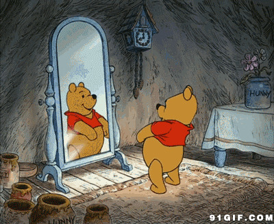 小熊维尼照镜子卡通图片:照镜子