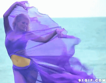 风吹透明紫纱唯美图片:风吹