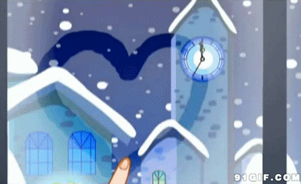 雪夜画爱心卡通图片