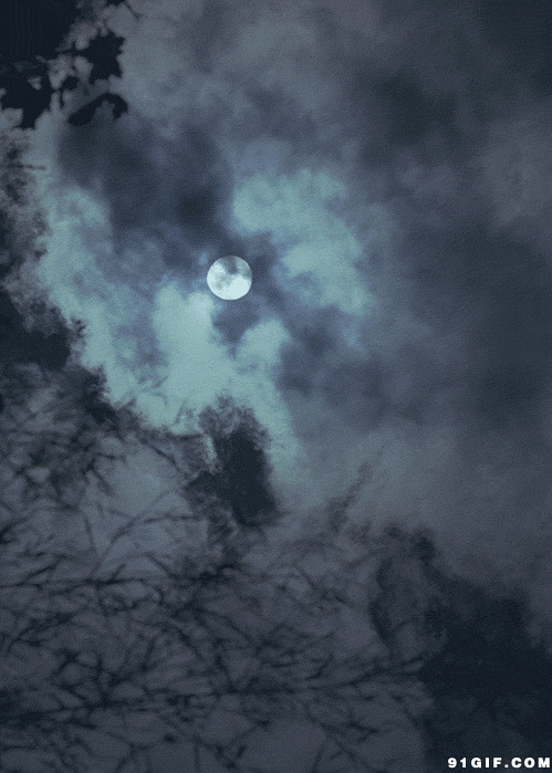 天空乌云遮月唯美图片:月亮