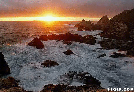 日落黄昏的海浪gif图:海浪