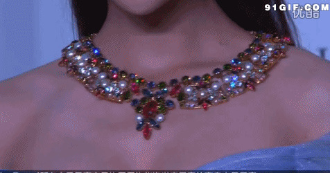 美女璀璨宝石项链闪图:项链