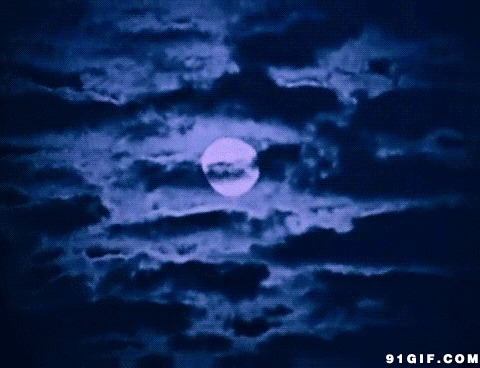夜空乌云遮月gif图
