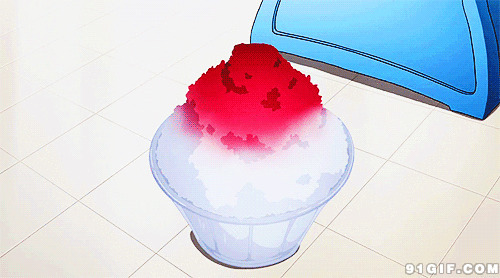 草莓炒冰卡通动态图:冰冻