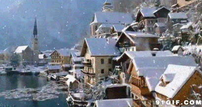 城镇冬季落雪gif图:雪景