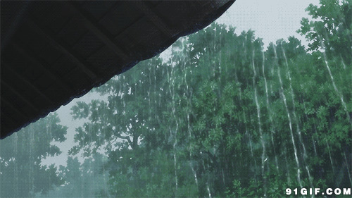 屋外下大雨动漫图片:下雨