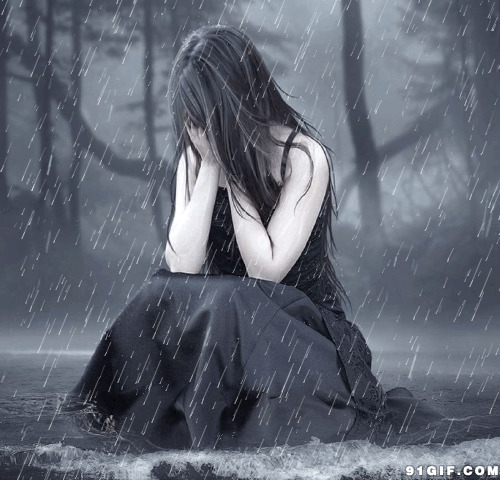 雨中伤心的女人唯美图片