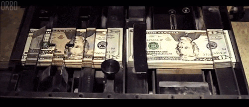 印钞厂机器动态图:钞票