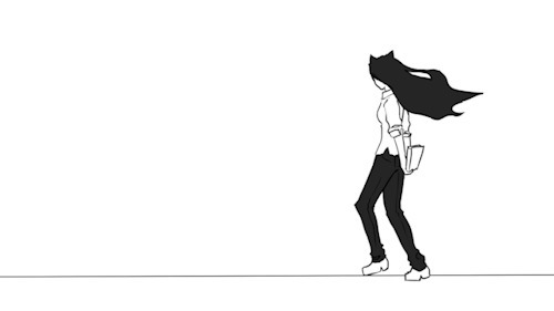 动画女孩走路gif图:走路