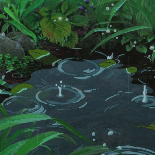 雨水滴在小溪里动画图片:雨水