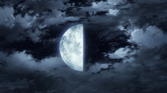 半边月亮动画图片:月亮