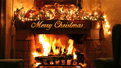 圣诞节燃烧的火炉闪图:圣诞节