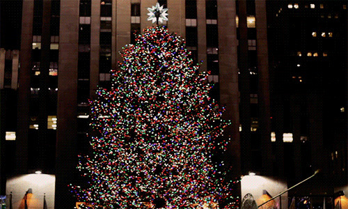 多彩闪烁圣诞树闪图:圣诞节