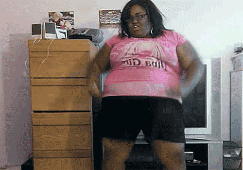 黑人女胖子跳舞GIF图片:跳舞