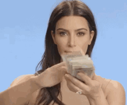 女人发钞票GIF图片