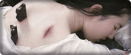 肩膀受伤的女妖动态图片:受伤,伤口