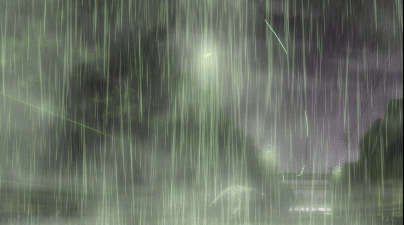 暴雨中奔跑的卡通男孩GIF图片:奔跑