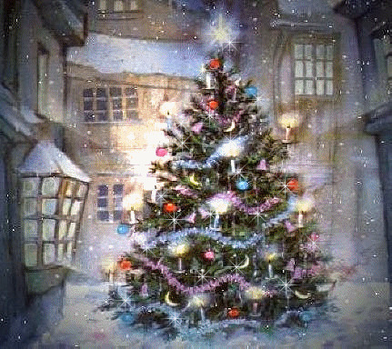 灯光闪闪的圣诞树GIF图片