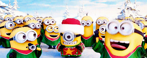 小黄人在一起快快乐乐的过圣诞GIF图片