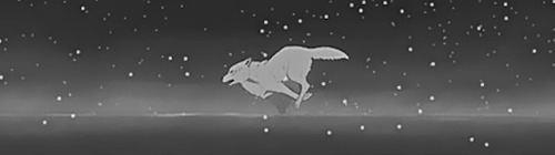 暴雪中奔跑的卡通白狼GIF图片