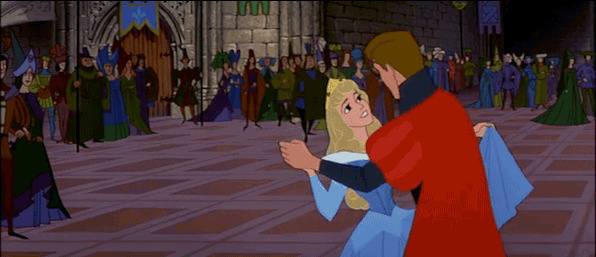 卡通公主与王子跳舞GIF图片:跳舞