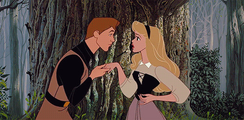 卡通公主与王子树下约会GIF图片:约会