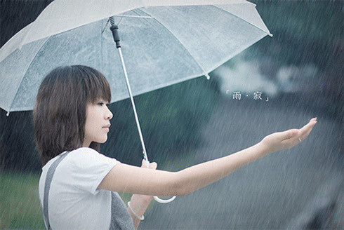 雨中撑伞动态图:雨天