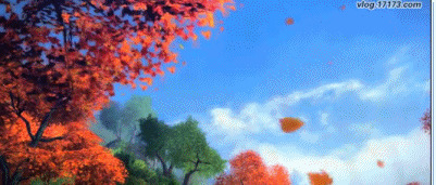 红叶随风飘落动画图片:红叶