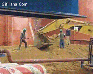 人力挖掘机搞笑图片:挖掘机