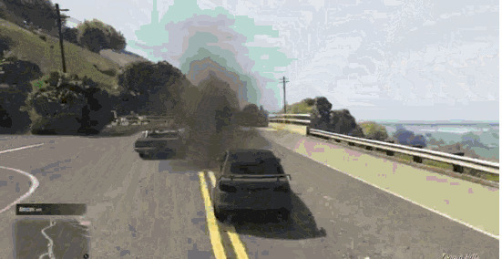 玩游戏汽车翻转动态图片:撞车