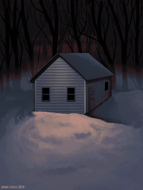 雪地小屋动画图片:小屋