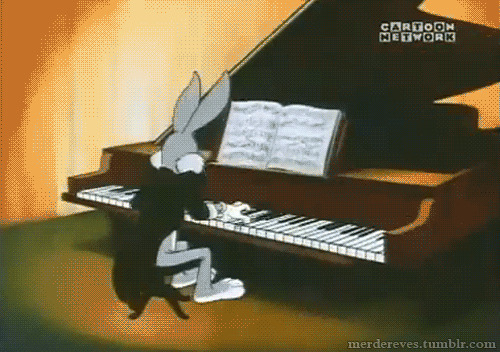 兔八哥弹钢琴动态图片:弹钢琴