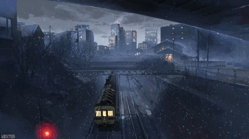 列车开在雪天动画图片