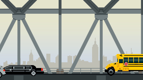 大桥上行驶的车动画图片:开车