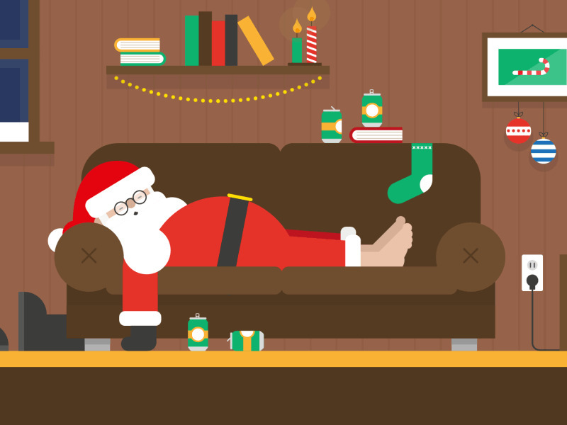 圣诞老人睡大觉动画图片:圣诞老人