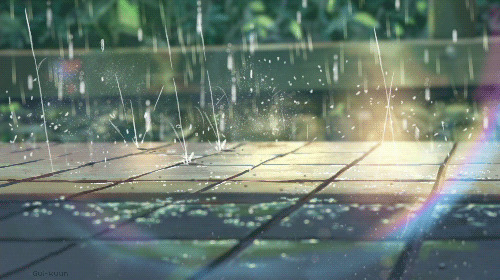 雨水打在石阶动画图片:雨水