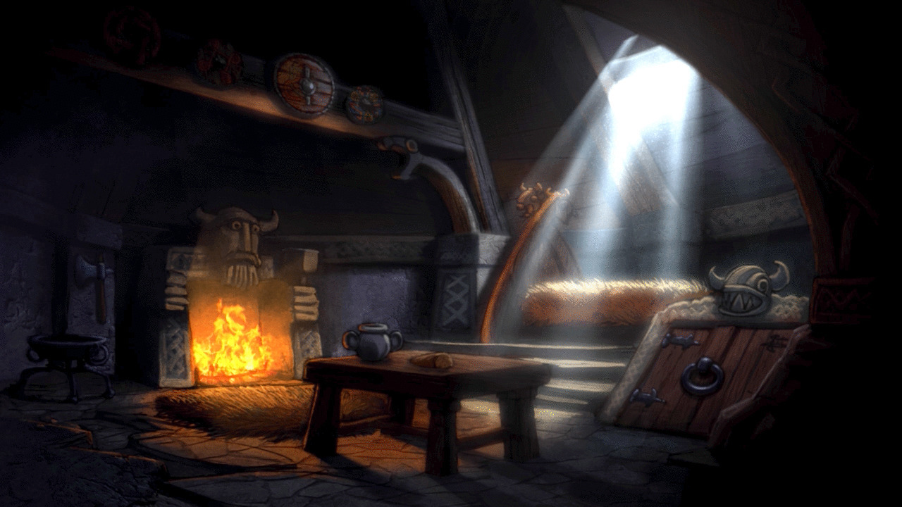 西式昏暗房子动画图片:壁炉