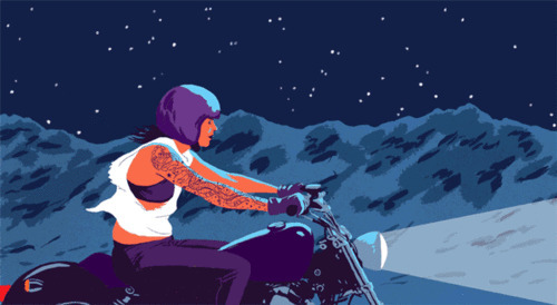 骑摩托过山路动画图片