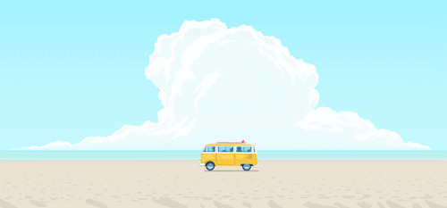 开车在海边动画图片:开车