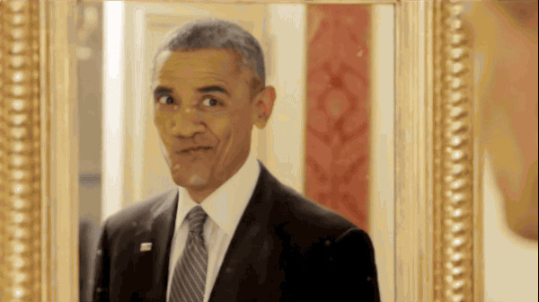 奥巴马照镜子动态图片:奥巴马