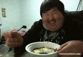 胖子吃面搞笑表情图:胖子