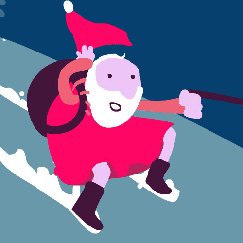 圣诞老人滑雪动画图片:滑雪